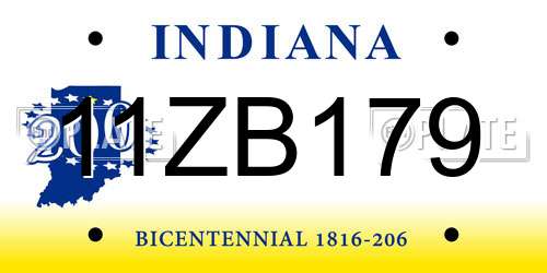 11ZB179 Indiana License Plate