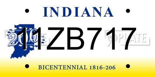 11ZB717 Indiana License Plate