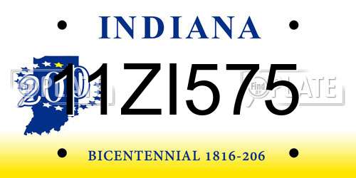 11ZI575 Indiana License Plate