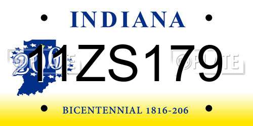 11ZS179 Indiana License Plate