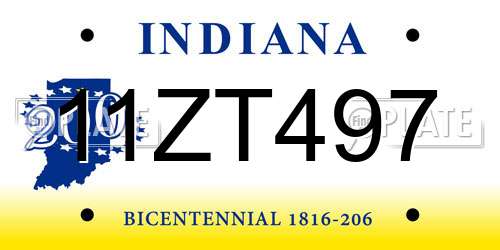 11ZT497 Indiana License Plate
