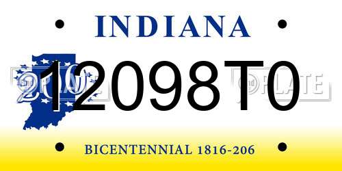 12098T0 Indiana License Plate