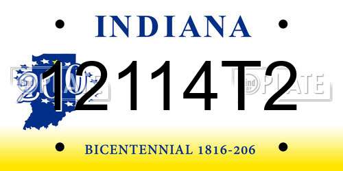 12114T2 Indiana License Plate