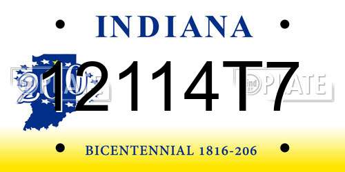 12114T7 Indiana License Plate