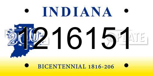 1216151 Indiana License Plate