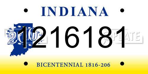 1216181 Indiana License Plate