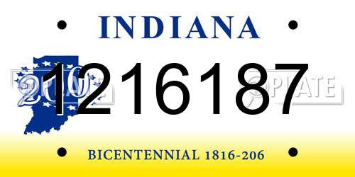 1216187 Indiana License Plate