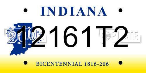 12161T2 Indiana License Plate
