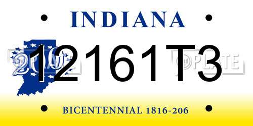 12161T3 Indiana License Plate