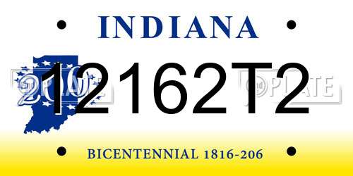 12162T2 Indiana License Plate