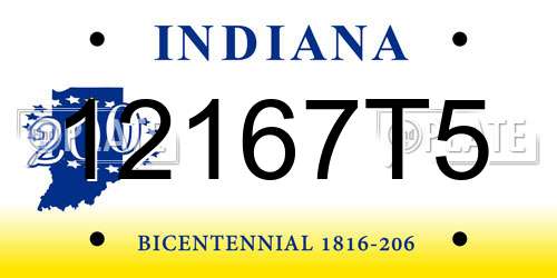 12167T5 Indiana License Plate