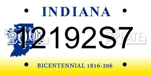 12192S7 Indiana License Plate