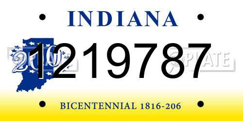1219787 Indiana License Plate