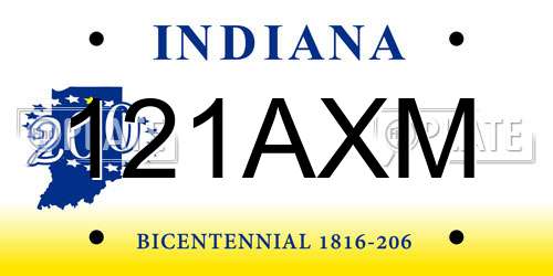 121AXM Indiana License Plate