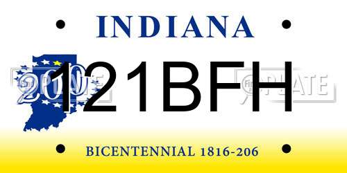121BFH Indiana License Plate