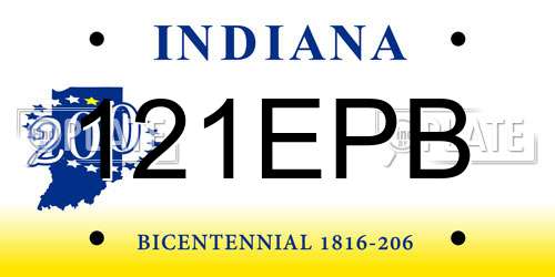 121EPB Indiana License Plate