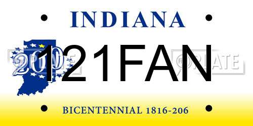 121FAN Indiana License Plate