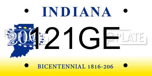 121GE Indiana License Plate