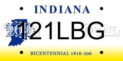 121LBG Indiana License Plate