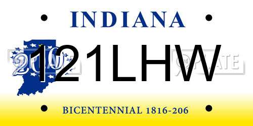121LHW Indiana License Plate