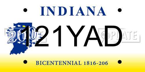 121YAD Indiana License Plate