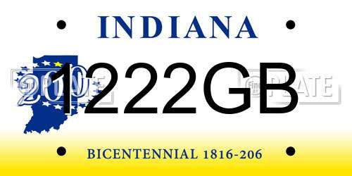 1222GB Indiana License Plate