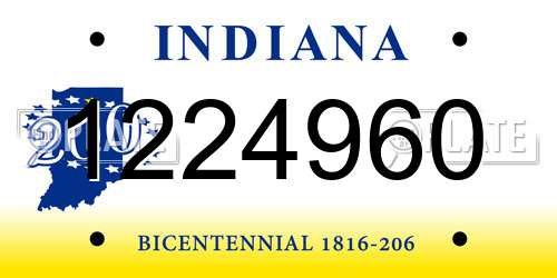 1224960 Indiana License Plate