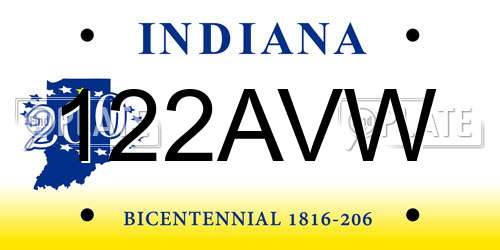 122AVW Indiana License Plate