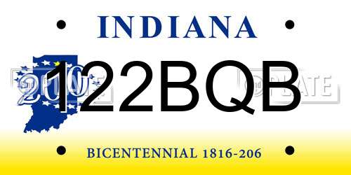 122BQB Indiana License Plate