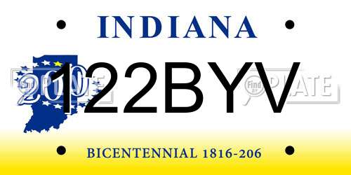 122BYV Indiana License Plate