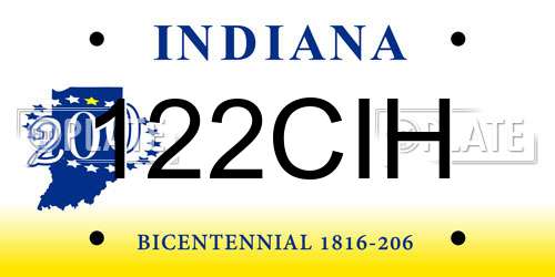 122CIH Indiana License Plate