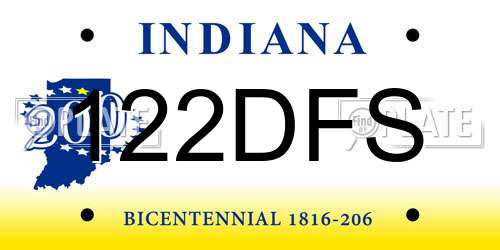122DFS Indiana License Plate