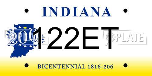 122ET Indiana License Plate