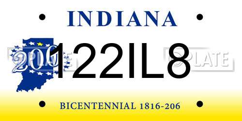 122IL8 Indiana License Plate