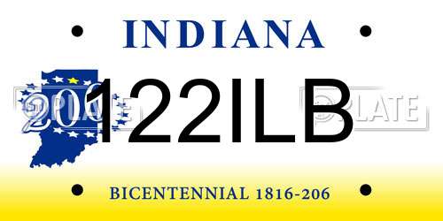 122ILB Indiana License Plate