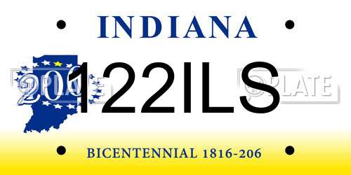122ILS Indiana License Plate