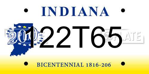 122T65 Indiana License Plate