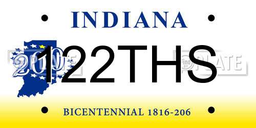 122THS Indiana License Plate