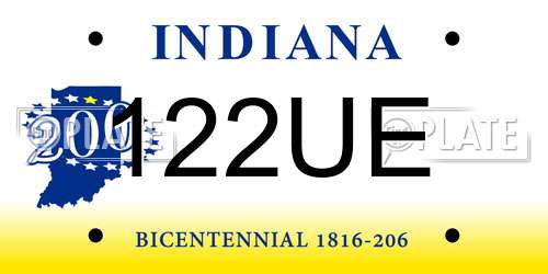 122UE Indiana License Plate