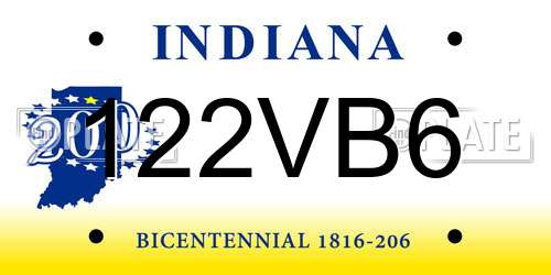 122VB6 Indiana License Plate