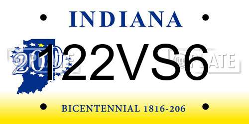 122VS6 Indiana License Plate