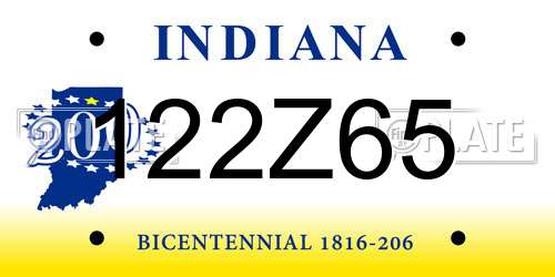 122Z65 Indiana License Plate