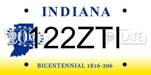 122ZTI Indiana License Plate