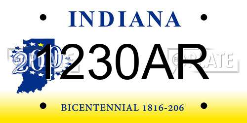 1230AR Indiana License Plate