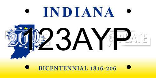 123AYP Indiana License Plate