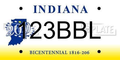 123BBL Indiana License Plate