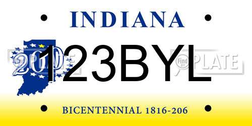 123BYL Indiana License Plate