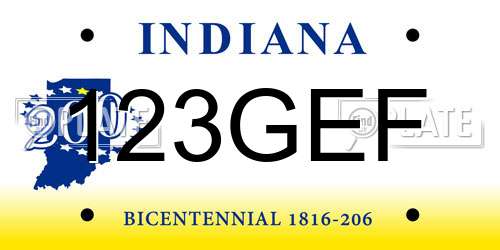 123GEF Indiana License Plate