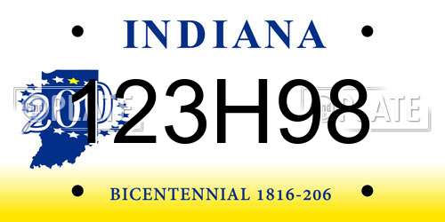 123H98 Indiana License Plate