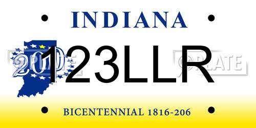 123LLR Indiana License Plate